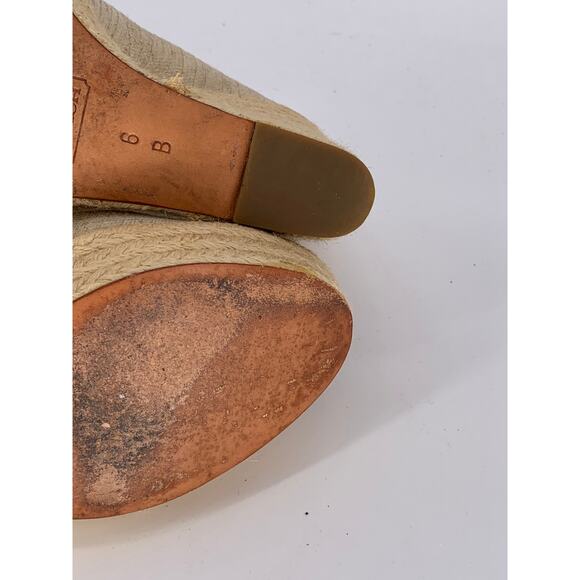 COACH Women's Beige Milan Peep-Toe Canvas Espadrille Wedge Platform Heels SZ 6B - Picture 9 of 12